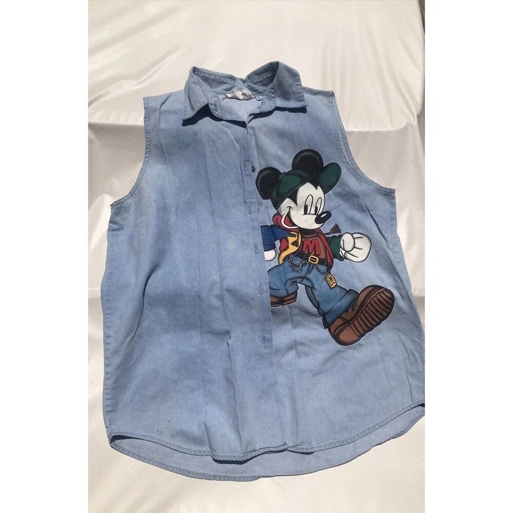 Vintage Hip Hop Mickey Mouse Tank Top Womens Size Large Denim